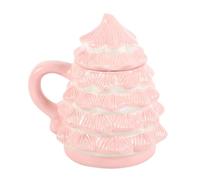 Something Different Wholesale Tazza a forma di albero di Natale rosa, tazza in ceramica con design unico ad albero, capacità 350 ml, ideale per gli appassionati di Natale