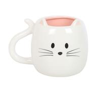 Something Different Wholesale Tazza a forma di gatto bianco | Simpatica tazza da caffè | Tazza in ceramica | Regalo felino per gli amanti dei gatti | 500 ml