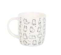Something Different Wholesale Tazza bianca con gatto felice, simpatica tazza in ceramica per gli amanti dei gatti, tazza da caffè stravagante, regalo felino, 500 ml