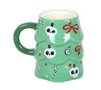 Something Different Wholesale Tazza raccapricciante con albero di Natale, 500 ml, bicchieri natalizi con teschi e bastoncini di zucchero, tazza alternativa per bevande calde, divertente tocco gotico