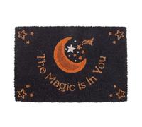 Something Different Wholesale Zerbino viola con scritta The Magic Is in You, motivo luna e stelle, con citazione ispiratrice, tappetino di benvenuto per ingresso, resistente, per interni e riparati