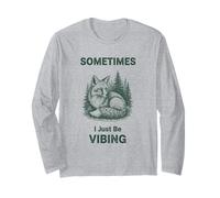 Sometimes I Just Be Vibing Fox Divertente Retro Meme Vintage Maglia a Manica