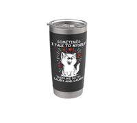 Sometimes I Talk to Myself and We Both Laugh Funny Black Cat Bicchiere termico in acciaio inox doppia parete