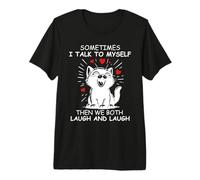Sometimes I Talk to Myself And We Both Laugh Funny Black Cat Maglietta Premium