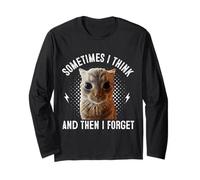 Sometimes I Think And Then I Forget Funny Cat Meme Uomini Donne Maglia a Manica