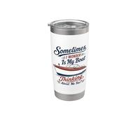 Sometimes I Wonder Is My Boat Thinking About Me Too Funny Bicchiere termico in acciaio inox doppia parete