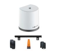 Somfy 1246277 Freevia Essential per cancello scorrevole, fornito con 2 telecomandi Keypop RTS, luce lampeggiante, celle e 4 m di cremagliera, compatibile con app TaHoma