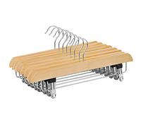 SOMGMICS Grucce per Gonne, Pacco di 8 Appendini in Legno Massiccio con Mollette Antiscivolo, per Pantaloni, Pantaloncini, Color Legno Naturale CRW008-8