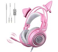 Somic G951S Cuffia da gioco rosa con microfono, Cuffie con microfono per ragazze Pink Cat con 3,5 mm cablate per Xbox One, Switch, PS4, PS5