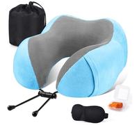 SOMLAW Cuscino da Viaggio, Cuscino Collo Memory Foam, Cuscino Cervicale da Viaggio Portatile, con Maschera per gli Occhi e Tappi per le Orecchie, Borsa, Ideale per Viaggiare in Aereo, Auto e Treno