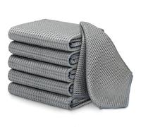 SOMLAW Strofinacci Cucina Cotone 40x40cm in Set da 6, Stracci Cucina 100% Cotone, Canovacci Cucina Lavabili a 60°C, Asciugamani con Design a Waffle, Grigio