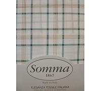 Somma - Completo Lenzuola (Effetto Copriletto) - Stampato su fine Percalle di Puro Cotone 100% - Otis (EUCALIPTO (Verde/Beige), 1 Piazza)