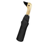 Somma pieghevole a 8 costole - Design pieghevole compatto a 8 costole, manico in legno protezione dal sole e dalla pioggia | Costruzione da viaggio pronta, baldacchino antivento, nero