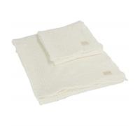 SOMMA Set 1+1 Nido d'Ape Memoria Asciugamano e ospite Linea Cotone BIO Bianco-Lana