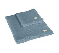 SOMMA Set 1+1 Nido d'Ape Memoria Asciugamano e ospite Linea Cotone BIO Indaco
