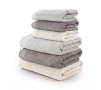 Somma Set asciugamano 6 pezzi linea Origami + tavoletta profumo biancheria per armadi by Bianco casa (Grigio - bruma - beige, 6 PEZZI)