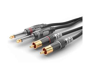 Sommer Cable Basic - Cavi strumentali HBA-3S62 / 2 x 6,3 mm Jack Mono Hicon - 2 x RCA/Cinch Hicon 0,6m Nero
