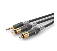 SommerCable Basic HBA-3SC2-0300 - Cavo adattatore audio da 3,5 mm, mini jack a 3 poli su 2 connettori RCA (L+R) con connettore Hicon