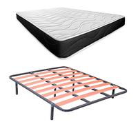 Somnia Descanso - Letto completo con materasso Bombay (faccia inverno/estate) + rete Basic + 6 gambe, 135 x 190