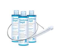 SomnoSept Pacchetto di pulizia CPAP - 3 x detergente CPAP SomnoSept 400 ml e 1 x spazzola per tubi oxyhero CPAP da 120 cm, 15 mm - pulizia accurata della maschera CPAP e del tubo CPAP