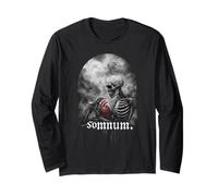 Somnum Scheletro Holding Cuore Gotico Morte Art Maglia a Manica