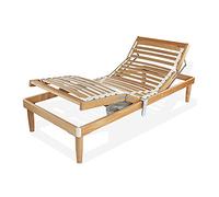 Somnus SANA Rete Ortopedica a doghe in Legno di Faggio 120x200 una piazza e mezza Alto 37cm Alzata Testa Piedi Elettrica