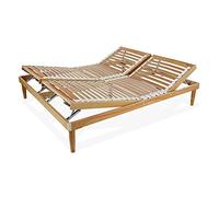 SomnusSana Rete letto Matrimoniale in legno 160x190 h 52 cm 26 doghe in Faggio Alzata testa piedi manuale
