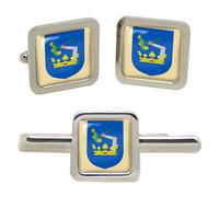 Somogy (Hungary) Gemelli Da Polso Quadrati E Set Fermacravatta