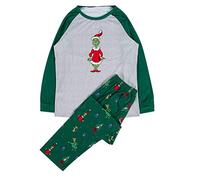 SOMTHRON Family Christmas Suit Grinch Print Pigiama Set Pigiama Camicia Manica Lunga e Pantaloni Pigiama