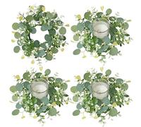 SOMYTING 4 ghirlande artificiali con foglie di eucalipto, anelli per candele, ghirlande di eucalipto, ghirlande finte per armadietti da cucina, ghirlande artificiali per piante di fattoria,