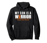 Son Is A Warrior Leucemia Cancer Awareness Nastro Arancione Felpa con Cappuccio