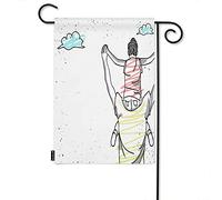 Son Ride On Father Back Welcome Garden Flag,Happy Fathers Day Love Play Cloud Best Dad Ever Farmhouse Garden Flags 12x18 Inch Yard Flag Banner Portico Bandiere per Patio Prato Villa Park Outdoor