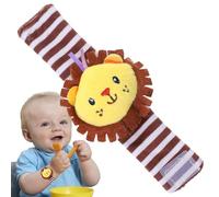 Sonagli da polso per animali, sonagli a mano per bambini,Bracciale a scatto con leone in peluche dei cartoni animati | Divertente sonaglio per braccialetto a mano per bambino, giocattoli educativi per