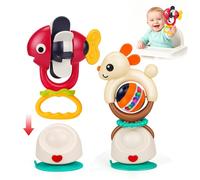 Sonaglio 2 in 1 per bambini, con ventosa, girevole, per passeggino, tavolo e seggiolone, giocattolo motorico, coniglio e aereo