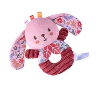 Sonaglio a forma di coniglio rosa, in peluche, morbido anello sensoriale | Peluche per bambine da 0 a 6 mesi, con anello morbido, gioco sensoriale