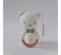 Sonaglio a forma di orso bianco grande, intrecciato a mano, giocattolo da presa per bambini, con campanellino incorporato, design 3D carino e dettagliato, attira l'attenzione del bambino e allena l'ud