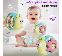 Sonaglio a palla con elefante e lumaca da afferrare a mano per bebè, campanella in gomma morbida per lo sviluppo sensoriale, colori casuali elefante,Lumaca gialla,Lumaca blu,Braccialetto da dentizione