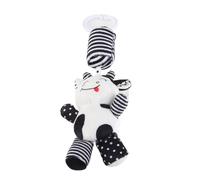 Sonaglio da Appendere per Bambini, Campanelli Eolici in Peluche, Giocattoli per Passeggino con Strisce Bianche e Nere, Simpatici Animali per Lo Sviluppo (Ciondolo in Vitello a Righe Bianche