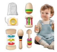 Sonaglio Neonato, 6 Pezzi Giochi Montessori, Strumenti Musicali Bambini Allenamento Sensoriale, Include Bastone Della Pioggia, Globi Di Sabbia, Caleidoscopio, Giochi Sensoriali Per Neonati 3 6 9 mesi