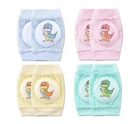 SONARIN 4 Paia Ginocchiere per Gattonare Bambini,Estive Ginocchiere per Bambini Traspiranti Ginocchiere Neonato Elastiche Scaldamuscoli Morbide Confortevole per Bambini Bambine(Dinosauro)