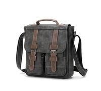 SONARIN Borsa a Tracolla Uomo,Vintage PU Borsa a Spalla Borse Messenger Impermeabile Valigetta Borsa Mano Borsetta Uomo con Tracolla Regolabile per Lavoro Scuola Viaggio(Grigio-Caffè)
