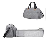 SONARIN Borsa Fasciatoio per Neonato con Lettino Pieghevole,Borsa per il Cambio Borsa per Pannolini da Viaggio Borsa a Tracolla Grande Capacità Impermeabile con Fasciatoio(Grigio)