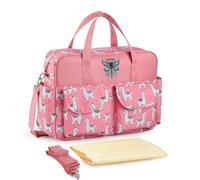 SONARIN Borsa Fasciatoio per Neonato, Grande Capacità Leggera, Tracolla Impermeabile per Pannolini da Viaggio con Spalline & Fasciatoio (Alpaca Rosa)