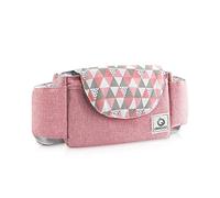 SONARIN Borsa Organizer per Passeggino,Organizzatore Universale per Passeggino,con Portabicchieri,Cinturino Addensato Usato come Borse a Mano,Universale per Tutti i Passeggini(Rosa,Rombo)