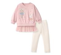 SONARIN Completo a Maniche Lunghe Bambine,Set 2 Pezzi con Vestito da Felpa & Leggings Pantaloni,Completa Autunno con Stampa per Ragazze 4 Anni