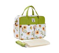 SONARIN Elegante Borsa Fasciatoio per Neonato, Grande Capacità, Tracolla, Pannolini da Viaggio, Portatile, Impermeabile con Spalline & Fasciatoio (Girasole)