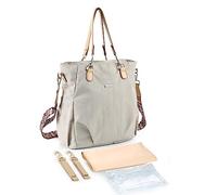 SONARIN Elegante Impermeabile Borsa Fasciatoio per Neonato,Grande Capacità Borsa per il Cambio Borsa a Tracolla Borsa per Pannolini da Viaggio con Ganci per Passeggino & Fasciatoio(Avorio)
