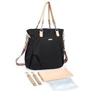 SONARIN Elegante Impermeabile Borsa Fasciatoio per Neonato,Grande Capacità Borsa per il Cambio Borsa a Tracolla Borsa per Pannolini da Viaggio con Ganci per Passeggino & Fasciatoio(Nero)
