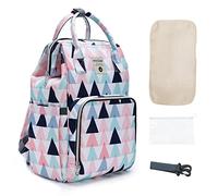 SONARIN Elegante Multifunzionale Zaino Fasciatoio,Grande Capacità Borsa per Pannolini Impermeabile Zaino Mamma Neonato Borsa Fasciatoio da Viaggio con Fasciatoio & Ganci per Passeggino(Triangolo)