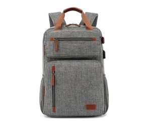 SONARIN Espandibile Zaino Porta PC,Convertibile Zaino Lavoro Borsa a Tracolla Valigetta,Multifunzionale Zainetti per Laptop 15,6 Pollici Zaini da Viaggio Borsa Casual con Porta USB(Grigio)